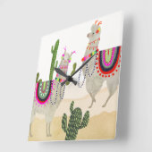 Llamarama Collectie | Cute Lllamas Vierkante Klok (Hoek)