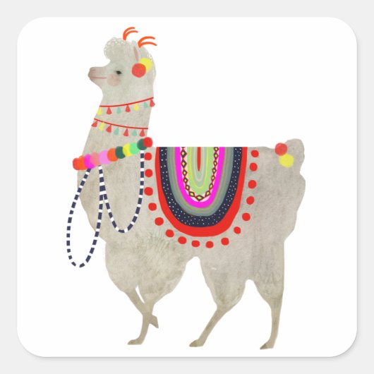 Llamarama Collectie | Cute Lllamas Vierkante Sticker (Voorkant)