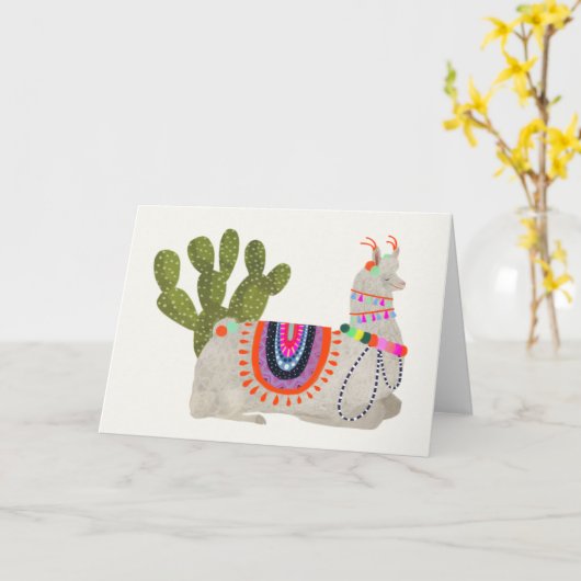 Llamarama Collectie | Glimllama Kaart (Gele Bloem)