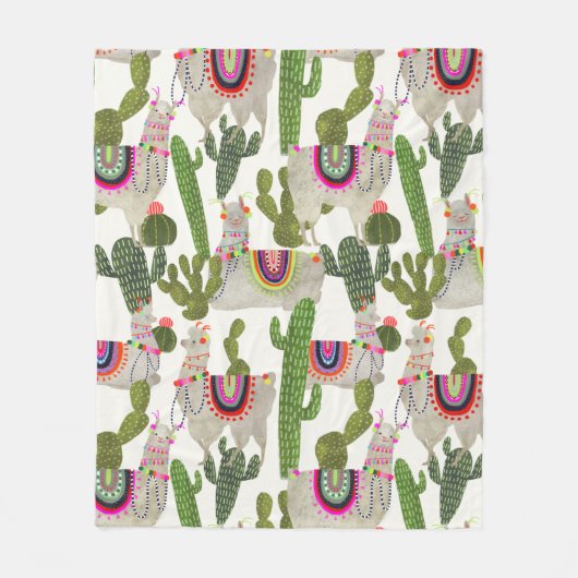 Llamarama Collectie Pattern Fleece Deken (Voorkant)