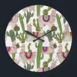 Llamarama Collectie Pattern Grote Klok<br><div class="desc">Geniet van dit nieuwe, creatieve lamapatroon op een product of mapparaat om de wereld om je heen te verbeteren en te vergroten. Artiest: Victoria Borges</div>