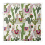 Llamarama Collectie Pattern Tegeltje<br><div class="desc">Geniet van dit nieuwe,  creatieve lamapatroon op een product of mapparaat om de wereld om je heen te verbeteren en te vergroten. Artiest: Victoria Borges</div>
