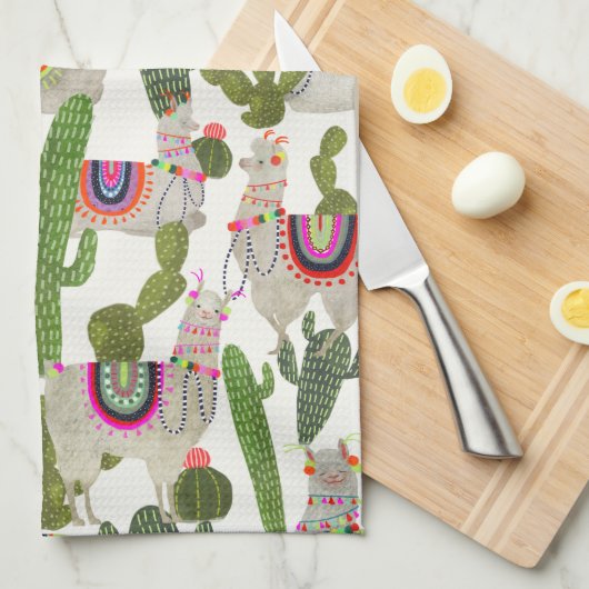 Llamarama Collectie Pattern Theedoek (Quarter Fold)