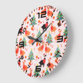 Llamas And Alpaca Christmas Pattern Grote Klok (Hoek)