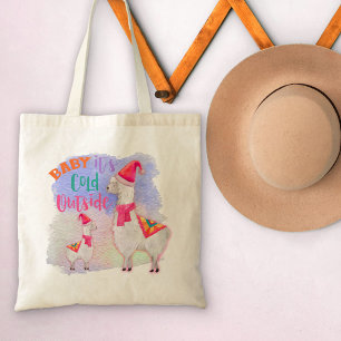 Llamas - Baby het is koud buiten - Kute Kerstmis Tote Bag