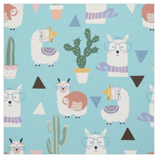 Llamas Cactus en Sloths Stof (Swatch)