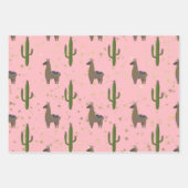 Llamas, Cactus en Stars op Roze Inpakpapier Vel (Voorkant)