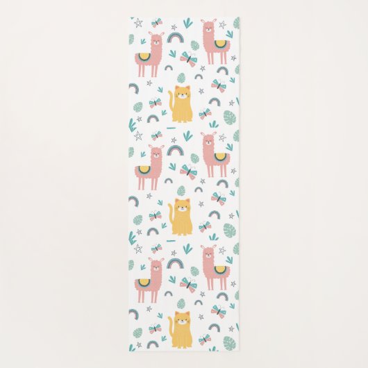 Llamas Cats Alapaca Green Animals Boho Yogamat (Achterkant)