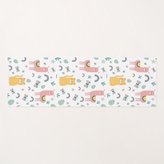 Llamas Cats Alapaca Green Animals Boho Yogamat (Voorkant (horizontaal))