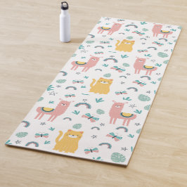 Llamas Cats Alapaca Green Animals Boho Yogamat