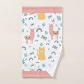 Llamas Cats Alapaca Pink Trim Animals Boho Yoga Handdoek (Handdoek)