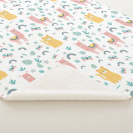 Llamas Cats Alapaca roze Girly Animals Boho Sherpa Deken