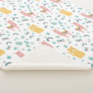 Llamas Cats Alapaca roze Girly Animals Boho Sherpa Deken