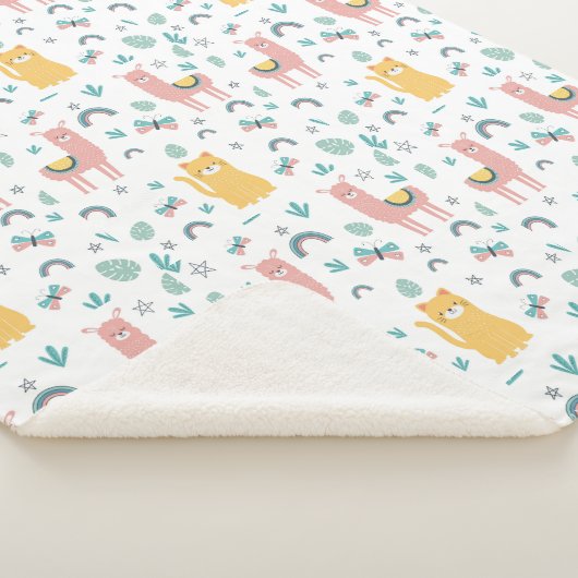 Llamas Cats Alapaca roze Girly Animals Boho Sherpa Deken (3/4)