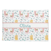 Llamas Cats Alapaca roze naam Animals Boho Kussensloop (Achterkant)