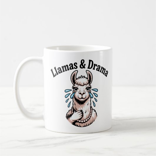 Llamas & Drama Funny Llama Art Cartoon Koffiemok (Links)