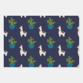 Llamas en Cactus op de marine Inpakpapier Vel (Voorkant 2)