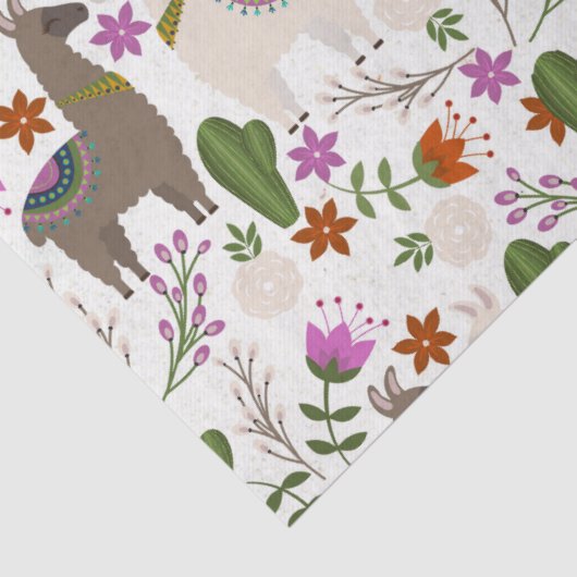 Llamas en Cactus op White Decoupage Tissuepapier (Detail)