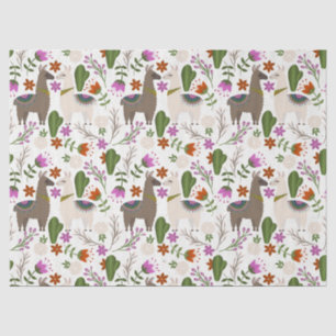 Llamas en Cactus op White Decoupage Tissuepapier