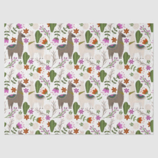 Llamas en Cactus op White Decoupage Tissuepapier