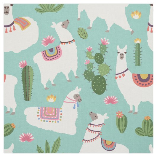 Llamas en Cactus Stof (Swatch)