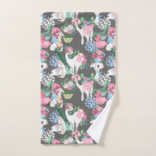 Llamas en Flowers Towel Bad Handdoek (Handdoek)