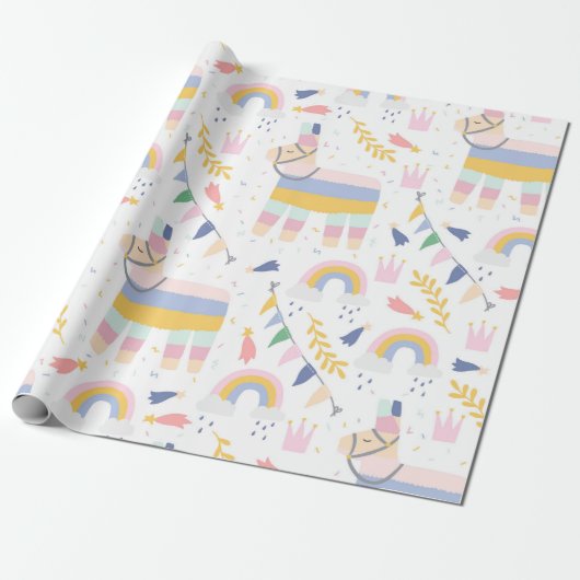 Llamas en regenbogen Verpakkingspapier Cadeaupapier (Uitgerold)