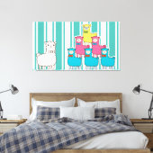 Llamas en Stripes Canvas Afdruk (Insitu (Slaapkamer))