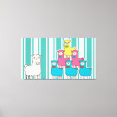 Llamas en Stripes Canvas Afdruk (Voorkant)