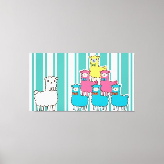Llamas en Stripes Canvas Afdruk (Voorkant)