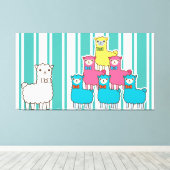 Llamas en Stripes Canvas Afdruk (Insitu (Houten vloer))
