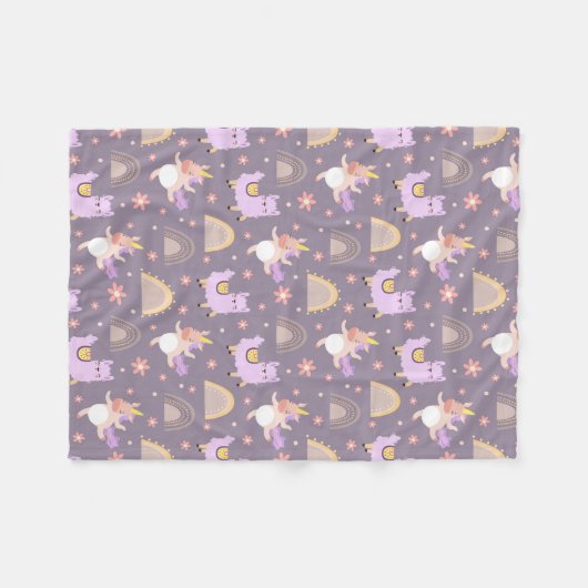 Llama's en Unicorns fleece Blanket (Voorkant (Horizontaal))