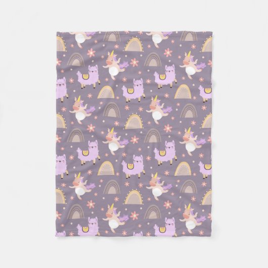 Llama's en Unicorns fleece Blanket Deken (Voorkant)