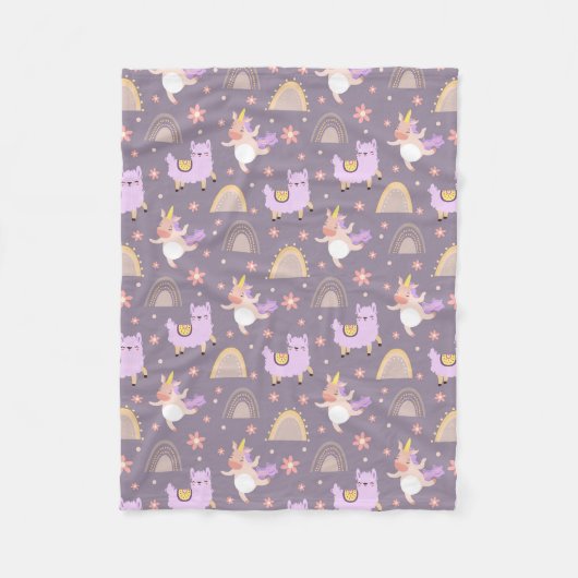 Llama's en Unicorns fleece Blanket Deken (Voorkant)
