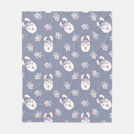 Llamas & Flowers Patroon Fleece Deken (Voorkant)