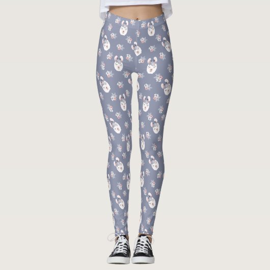 Llamas & Flowers Patroon Leggings (Voorkant)