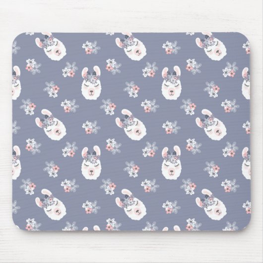 Llamas & Flowers Patroon Muismat (Voorkant)