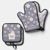 Llamas & Flowers Patroon Ovenwant & Pannenlap Set (Voorkant / Achterkant)