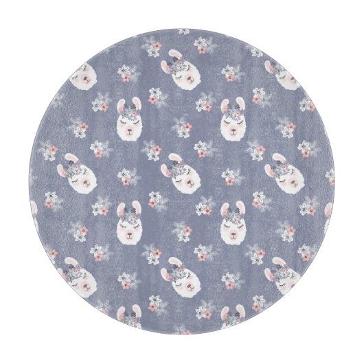 Llamas & Flowers Patroon Snijplank (Voorkant)