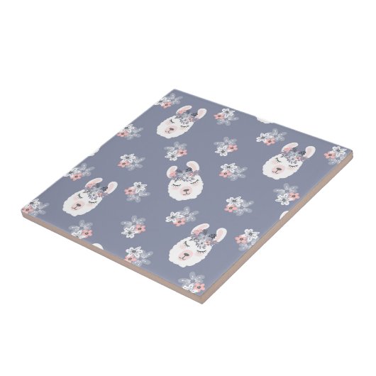 Llamas & Flowers Patroon Tegeltje (Zijkant)