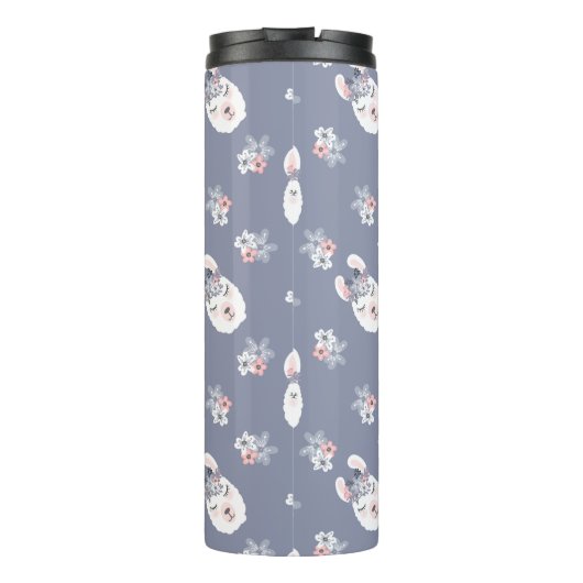 Llamas & Flowers Patroon Thermosbeker (Achterkant)