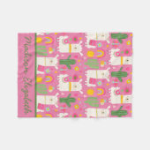Llamas Green Cactus Cute Girly Pink Rainbows Fleece Deken (Voorkant (Horizontaal))