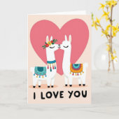 Llama's Ik Hou Van Jou Kaart (Gele Bloem)