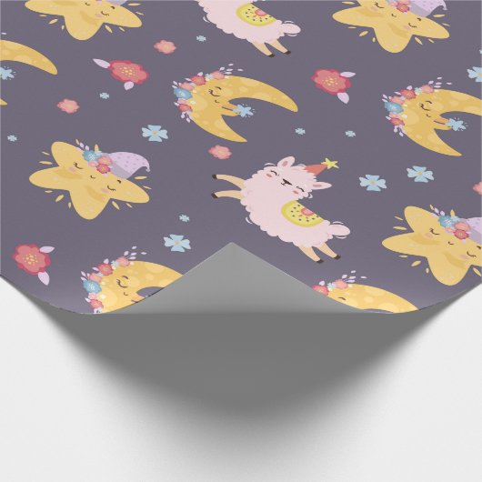 Llamas in de hemel cadeaupapier (Hoek)