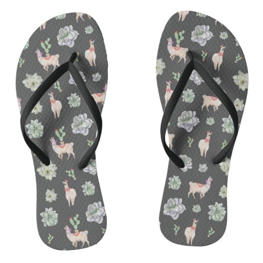 Llamas in de woestijn met cacti en amaryllis teenslippers (Voetbed)