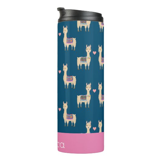 Llamas in Love | Gepersonaliseerd Thermosbeker (Geroteerd rechts)