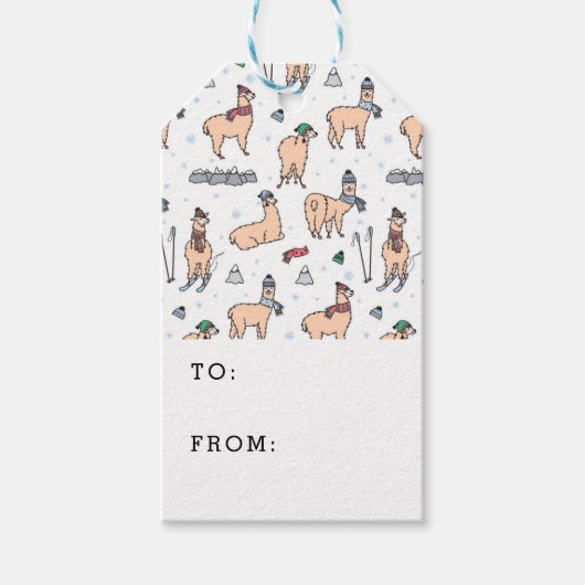 Llama's in Petten- en sorteerpatronen Cadeaulabel (Voorkant)