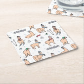 Llama's in Petten- en sorteerpatronen Kartonnen Onderzetters (Schuin)