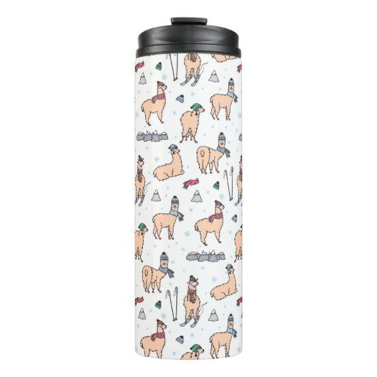 Llama's in Petten- en sorteerpatronen Thermosbeker (Voorkant)