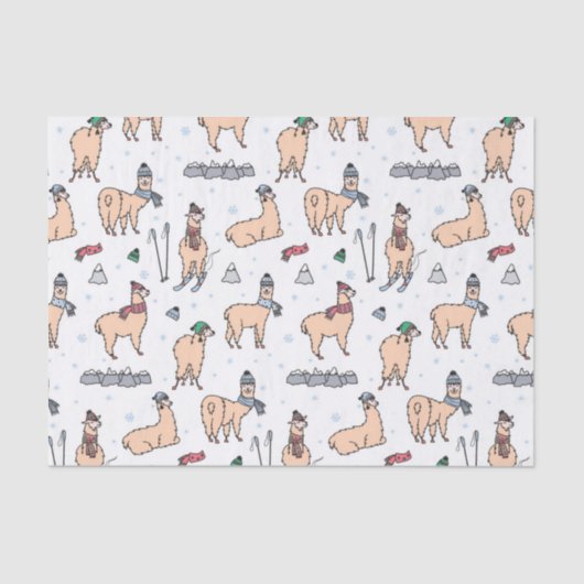 Llama's in Petten- en sorteerpatronen Tissuepapier (Voorkant)